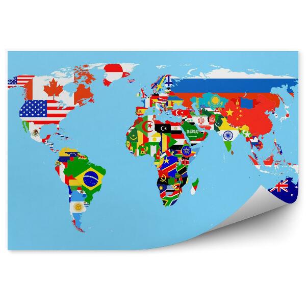 Fototapeta Mapa sveta s vlajkami