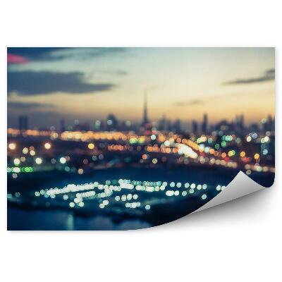 Fototapeta Dubaj Panoráma Mesta Rozmazaná Voda Mraky Na Oblohe