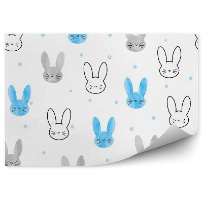 Detská fototapeta Modré a sivé kreslené zajačiky