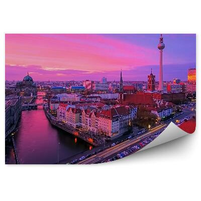 Fototapeta Pohľad z vtáčej perspektívy Berlín budovy cesta autá televízna veža