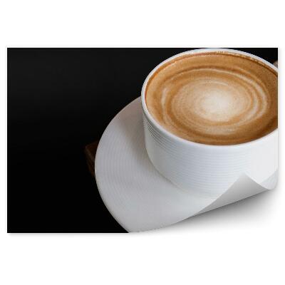 Fototapeta na stenu Cappuccino pena biela šálka drevený stôl