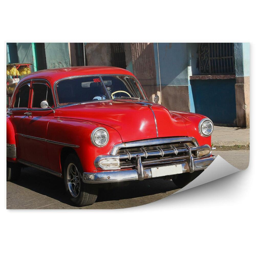 Fototapeta Historické červené auto na ulici