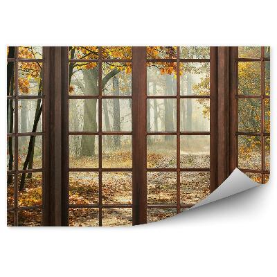 Fototapeta Jesenný park za oknom drevené okno