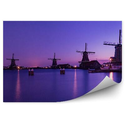 Fototapeta na stenu Nočno nebo mlini na veter voda