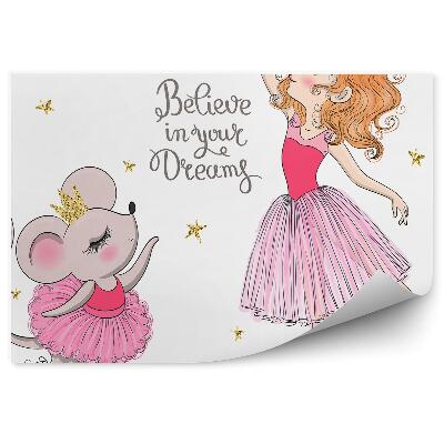 Detská fototapeta Princezná myška hviezdy zlatá baletka tanec