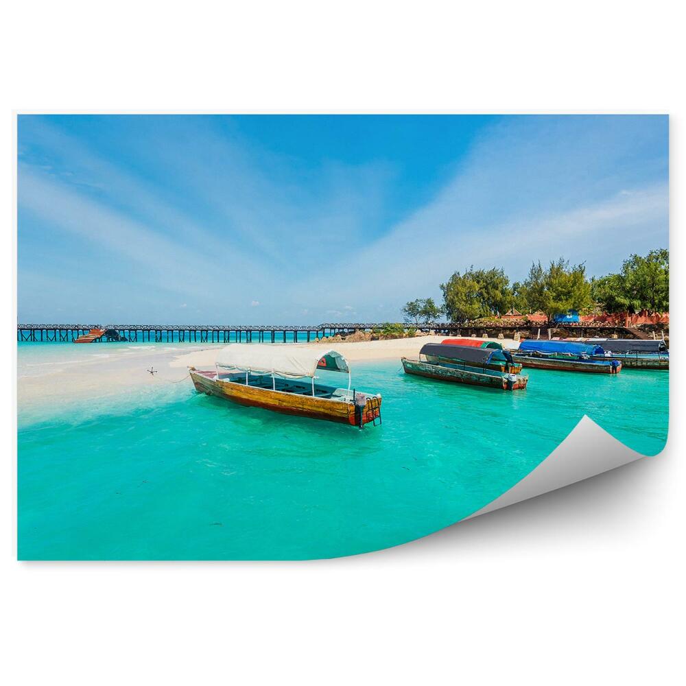 Fototapeta na stenu Lode Most Stromy Pláž Oceán More Nebo Mraky Zanzibar