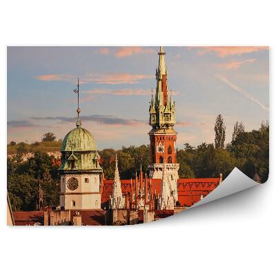 Fototapeta Kostol strechy budovy príroda stromy