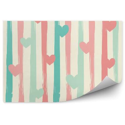 Fototapeta Pastelové prúžky a srdiečka
