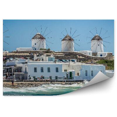 Fototapeta Mykonos ostrovy veterné mlyny turisti vlny