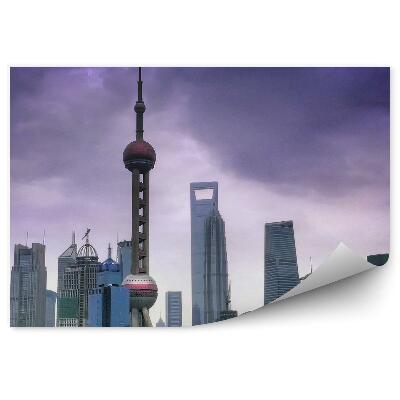 Fototapeta na stenu Mestské Budovy Moderné Zamračená Obloha Voda