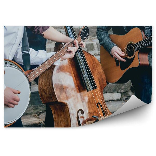 Fototapeta na stenu Hudobník banjo gitara kontrabas hudobníci schody koncert