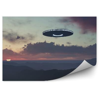 Fototapeta na stenu 3d Vesmírna Loď Ufo Hory Slnko Obloha Mraky