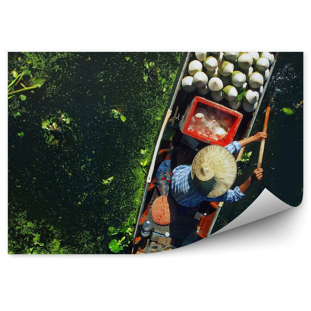 Fototapeta na stenu Predavač Na Lodi Tradičný Klobúk Thajsko