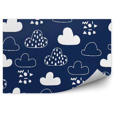 Fototapeta na stenu Biele oblaky na tmavomodrom pozadí