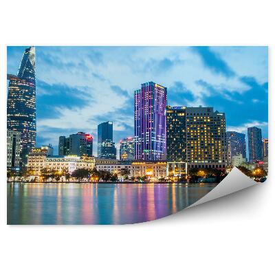 Fototapeta na stenu Mrakodrapy svetlá oceán obloha mraky Miami