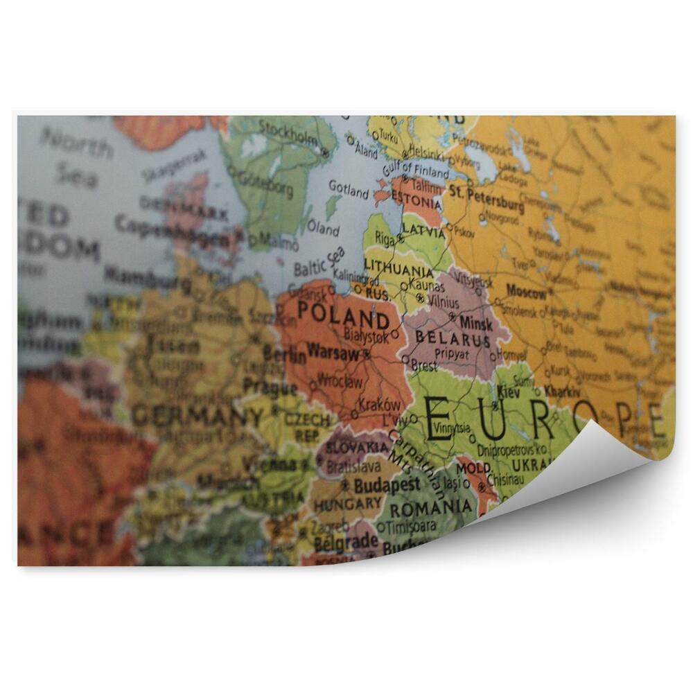 Fototapeta na stenu Názvy hlavných miest krajín európy mapa