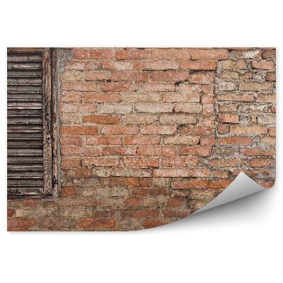 Fototapeta na stenu Stará tehlová stena a drevená okenica