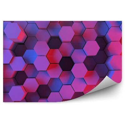 Fototapeta 3D vzor farebné ružové modré vypuklé kocky