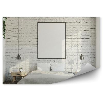 Fototapeta na stenu Spálňa s bielou tehlovou stenou