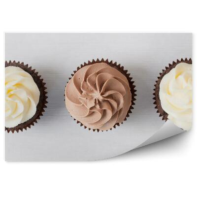 Fototapeta Košíčky so šľahačkou čokoládové vanilkové dezerty pečivo