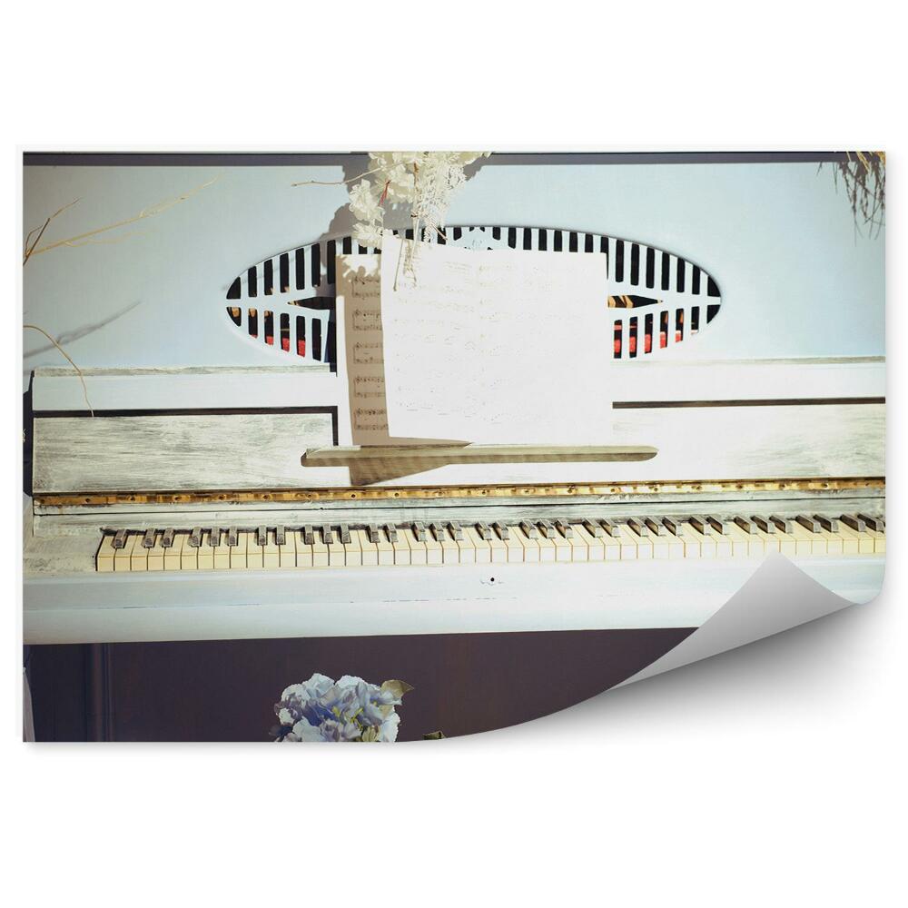 Fototapeta na stenu Biele piano kvety sviečky noty