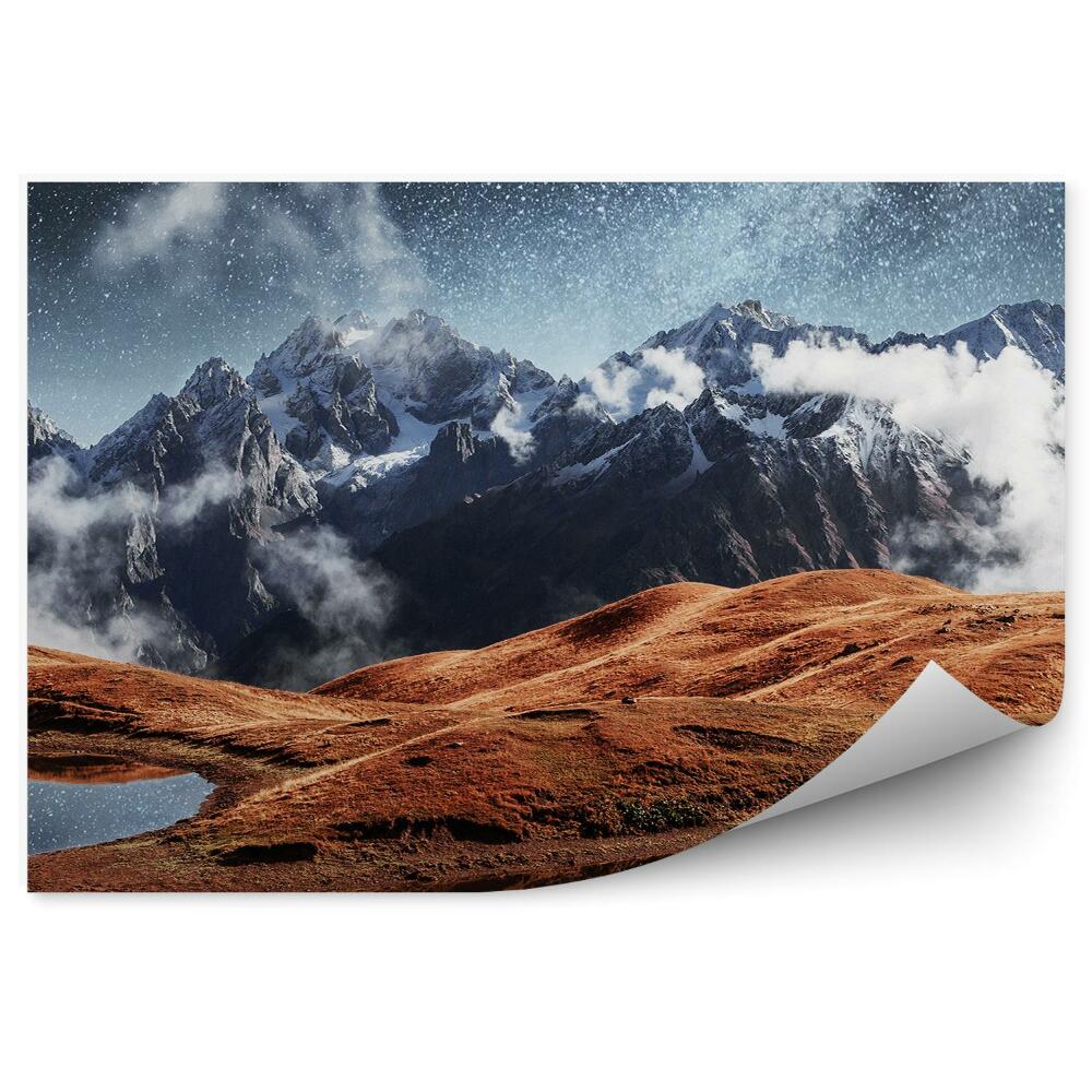 Fototapeta Hory Fantastická Hviezdna Obloha Hustá Hmla Horské Jazero Coruldi Galaxia