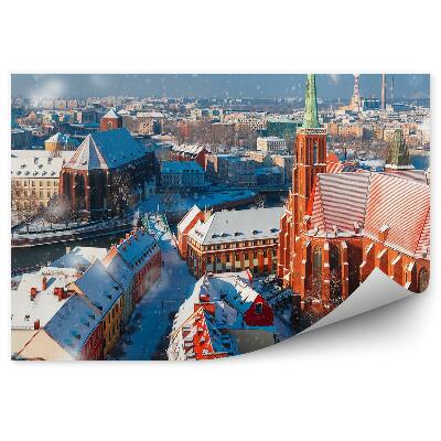 Fototapeta na stenu Pohľad z vtáčej perspektívy Ostrów Tumski zima sneh