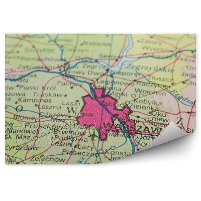 Fototapeta na stenu Poľsko mapa varšava mestá vintage