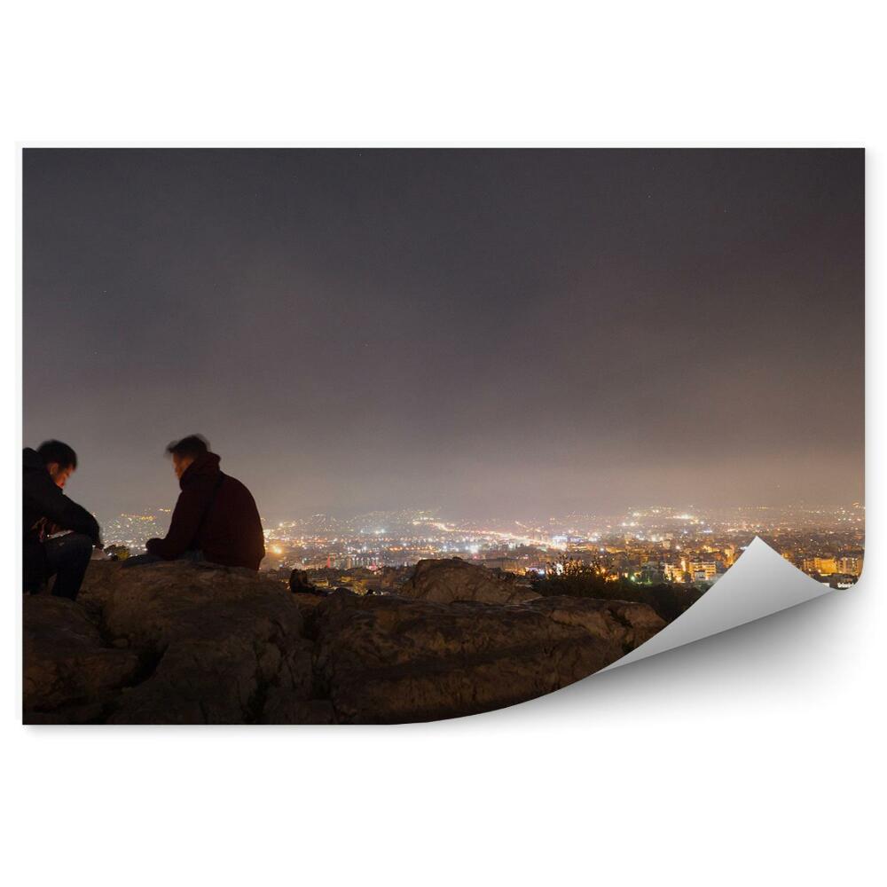 Fototapeta na stenu Budovy svetlá skaly ľudia noc Atény Grécko