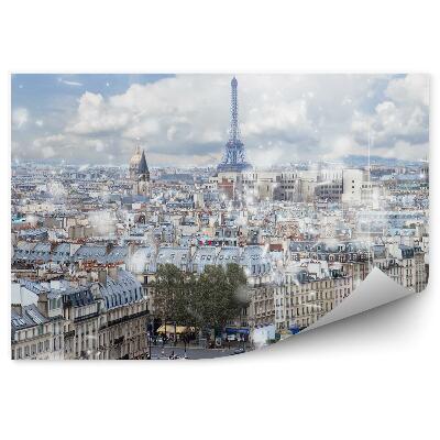 Fototapeta Pohľad z vtáčej perspektívy Paríž Francúzsko cesty budovy autá sneh zima