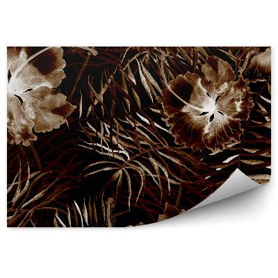 Fototapeta Hnedé Listy Kvetov Čierne Pozadie