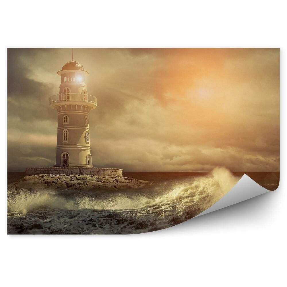 Fototapeta na stenu Odlesk z majáka rozbúrené vlny
