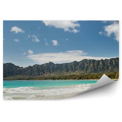 Fototapeta na stenu Oceán pláž hory obloha mraky Havaj