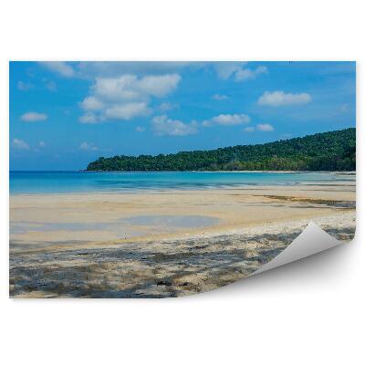 Fototapeta Kambodža Pláž Stromy Ostrov Oceán Obloha Mraky Piesok