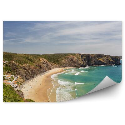 Fototapeta na stenu Ohromujúca Pláž Arrifana Budovy Stromy Skaly Oceán Vlny