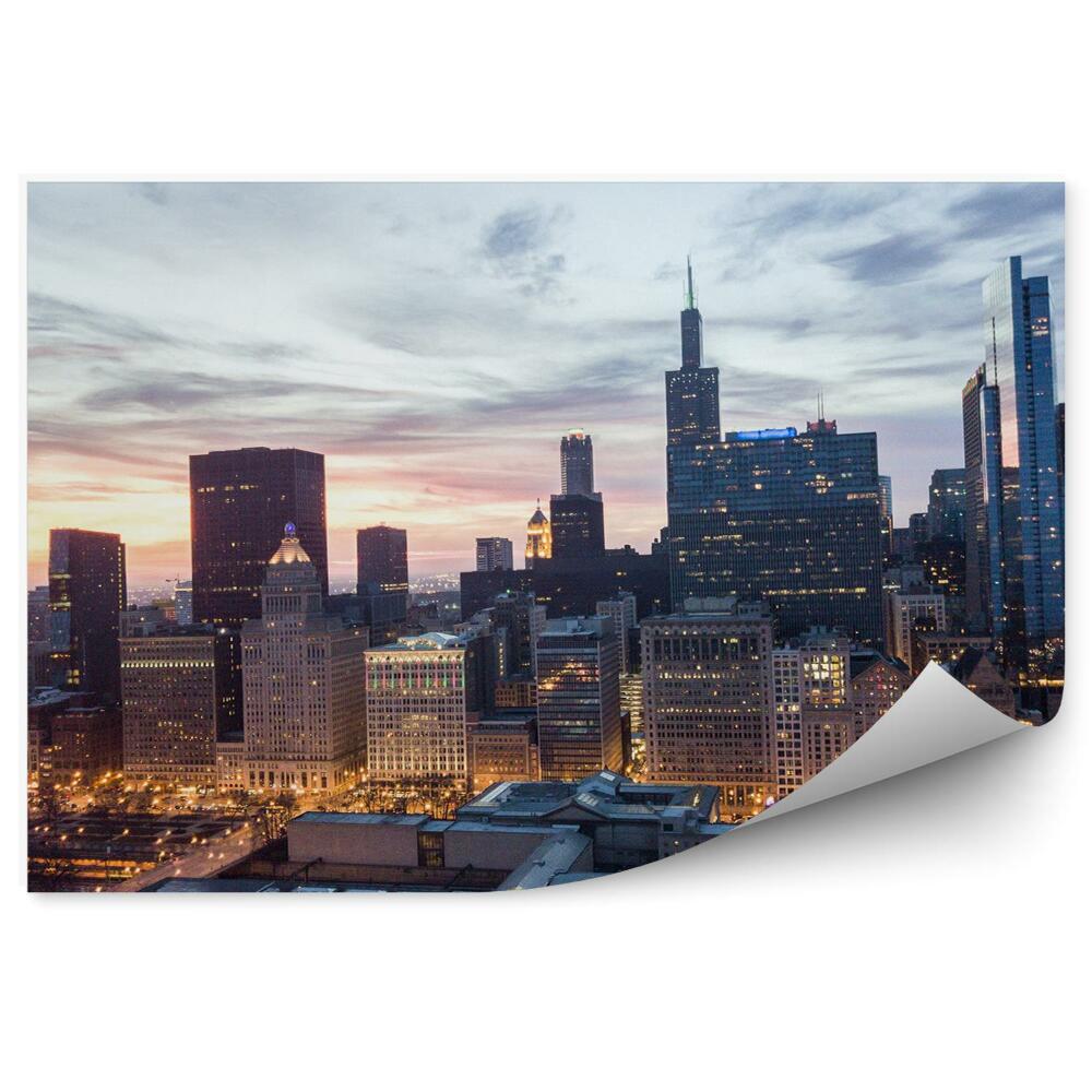 Fototapeta na stenu Mrakodrapy svetlá obloha mraky Chicago