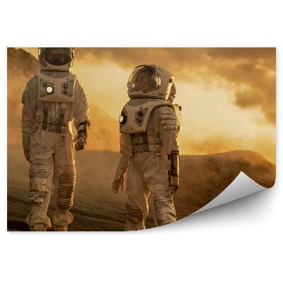 Fototapeta Dvaja Astronauti Vesmírne Skafandre Nočné Mraky