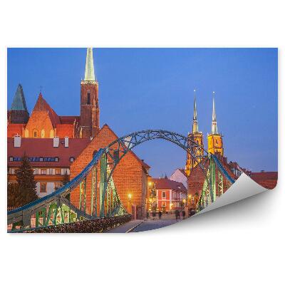 Fototapeta na stenu Ostrów Tumski Vroclav most visacie zámky katedrála sochy chodník mraky