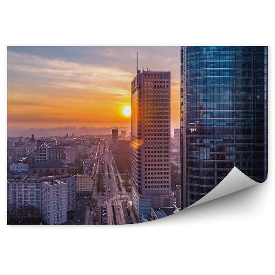 Fototapeta na stenu Mrakodrapy cesty autá východ slnka