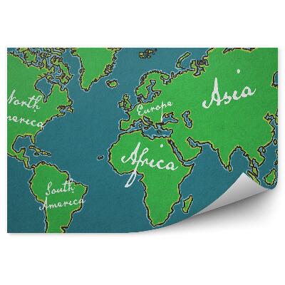 Fototapeta na stenu Ručne kreslená mapa sveta