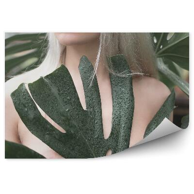 Fototapeta na stenu Blondínka Nahá Tropické Listy Mokré