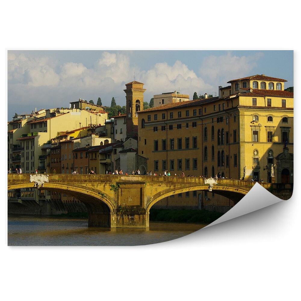 Fototapeta Most Trojice nočné budovy rieka Arno Florencia Taliansko