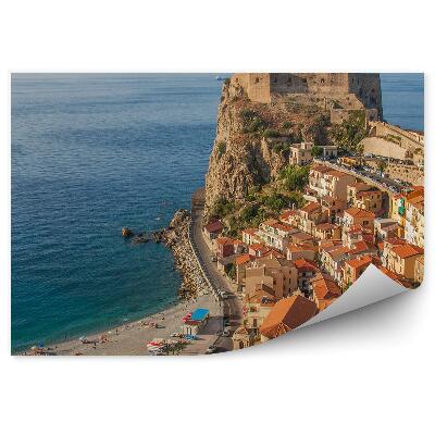 Fototapeta na stenu Budovy pevnosti more autá sicilia