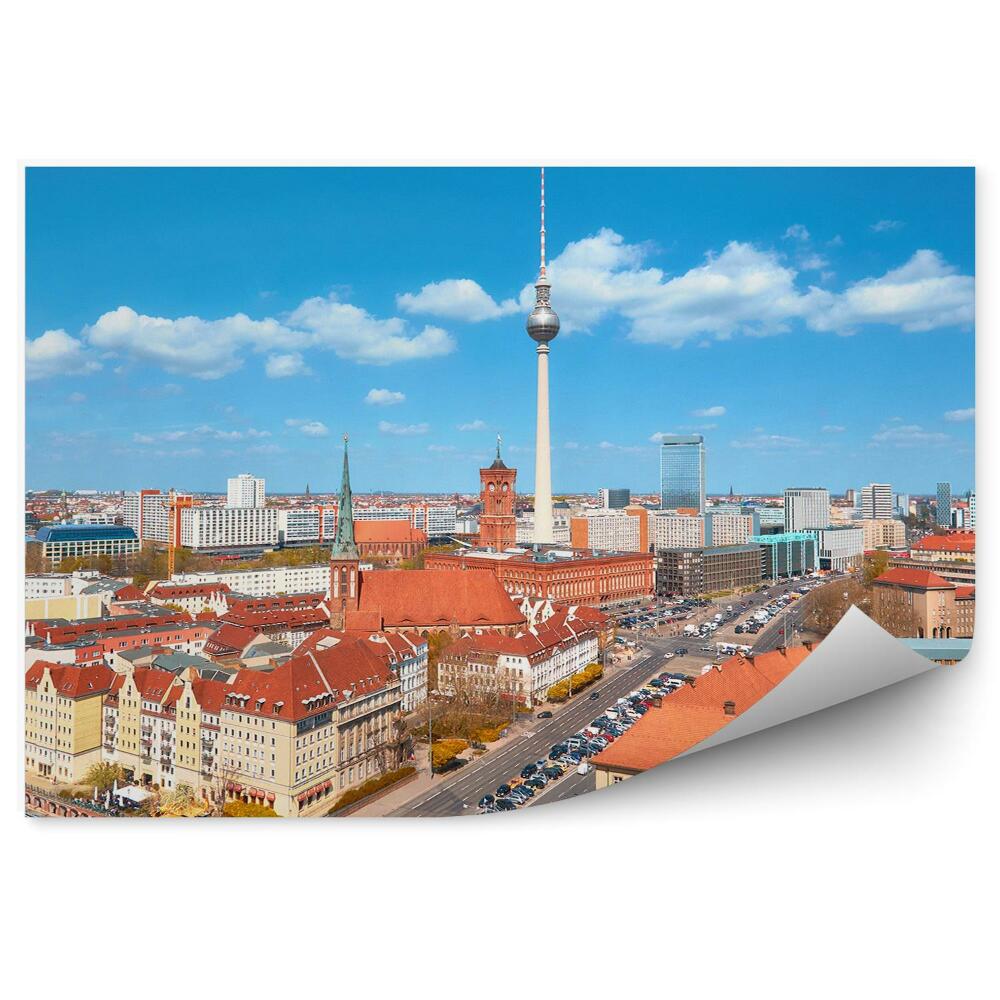 Fototapeta na stenu Pohľad z vtáčej perspektívy Berlín budovy cesty autá televízna veža