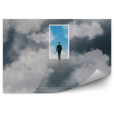 Fototapeta na stenu Koncept uspeha Poslovnež se vzpenja po stopnicah