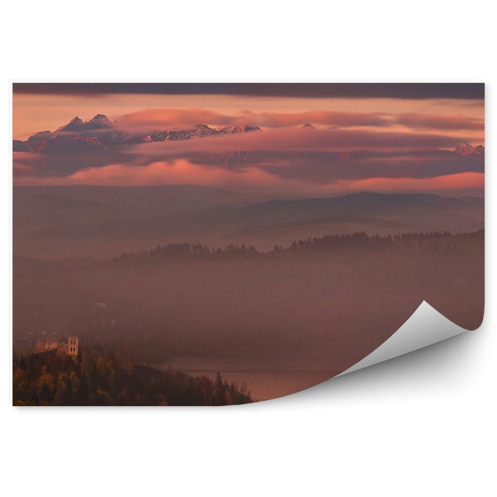 Fototapeta na stenu Dom hory stromy hrad stromy obloha západ slnka