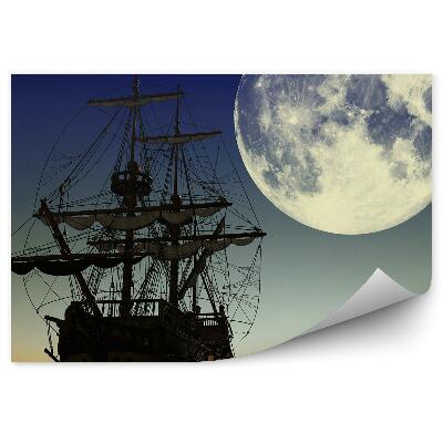 Fototapeta Loď Drevo Východ Slnka Mesiac