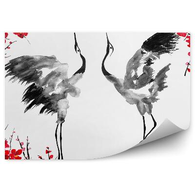 Fototapeta Ilustrácia žeriavov a kvetov