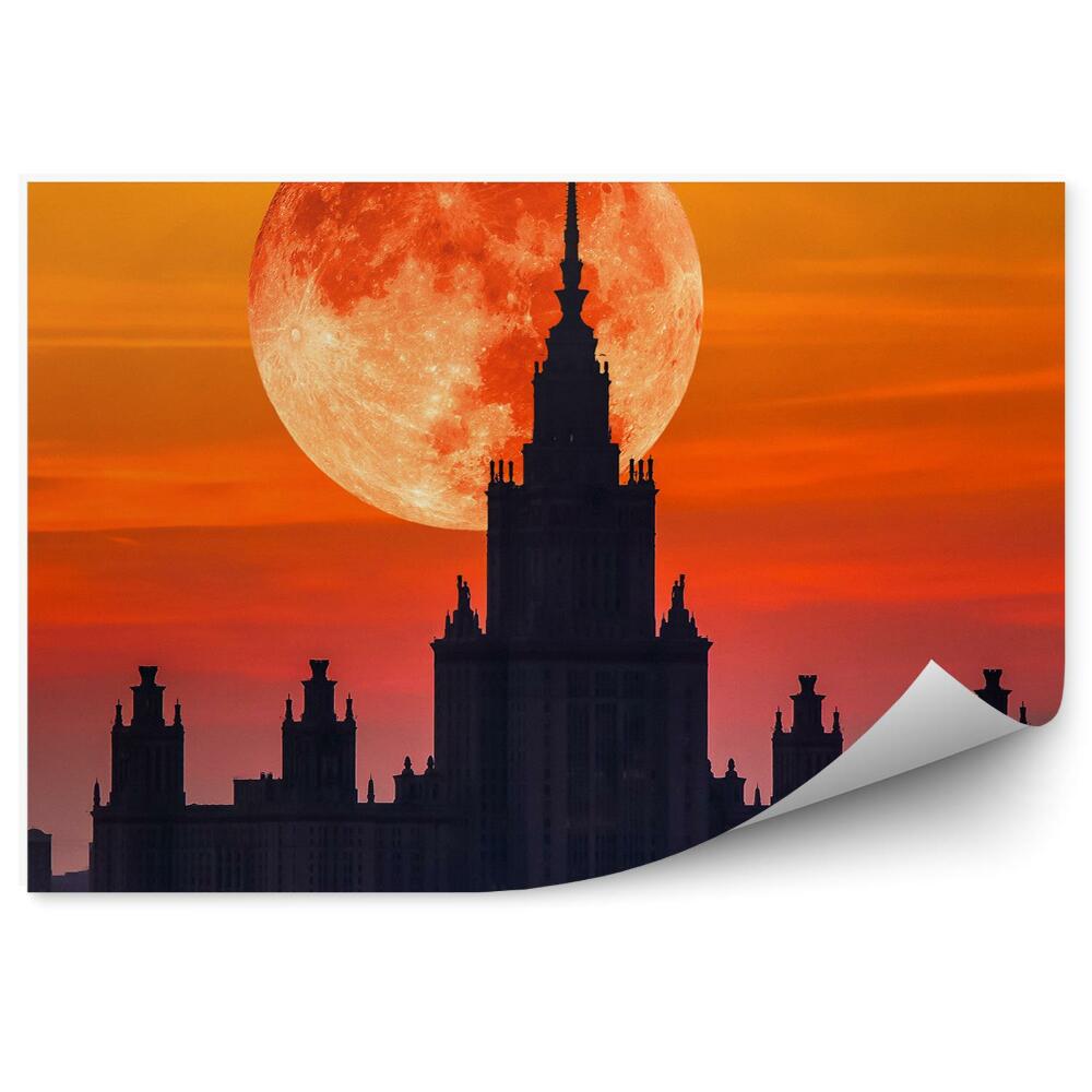 Fototapeta na stenu Budovy Kostol Most Rieka Mesiac Západ Slnka Obloha