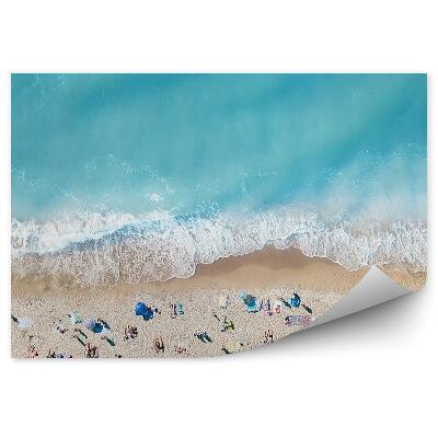 Fototapeta na stenu Pohľad Z Vtáčej Perspektívy Tropická Piesočnatá Pláž Oceán Vlny Ľudia Slnečníky